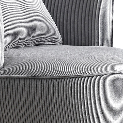 Grey Stripe Fabric Upholstered Arm Chair With Rotating Base