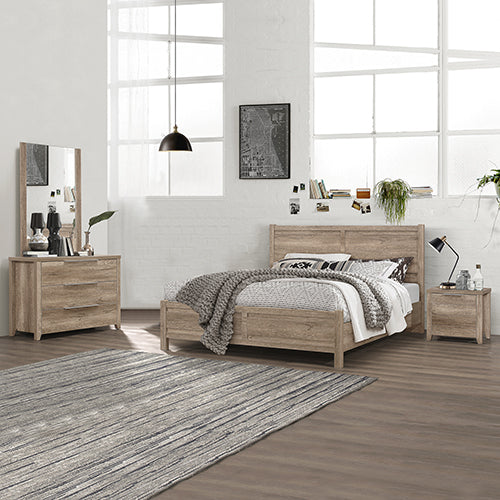 Modern 4-Piece Bedroom Suite - Natural Wood MDF, Oak