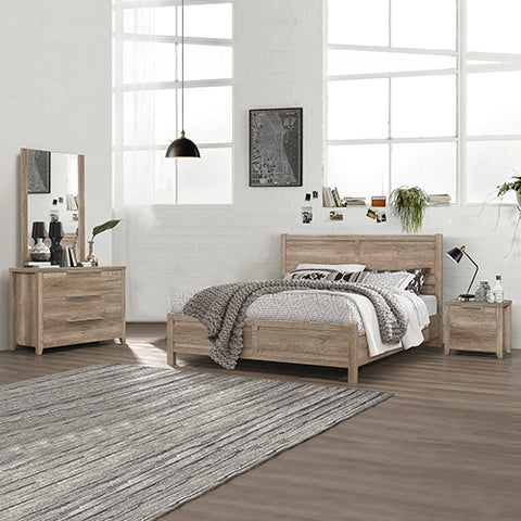 Elegant 4-Piece Bedroom Suite - Natural MDF, Queen Oak