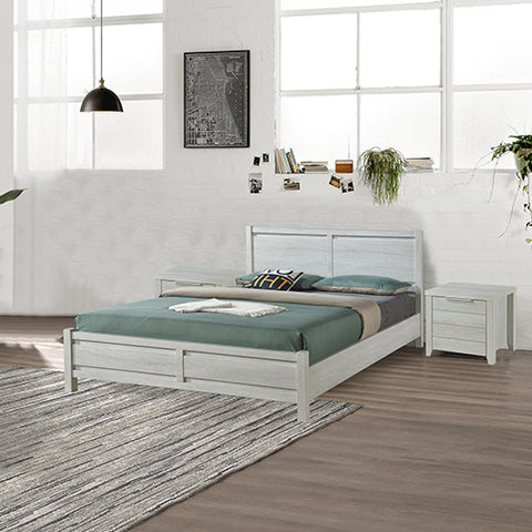 Sleek 4-Piece Bedroom Suite - MDF, Queen White Ash, Bed & Tallboy