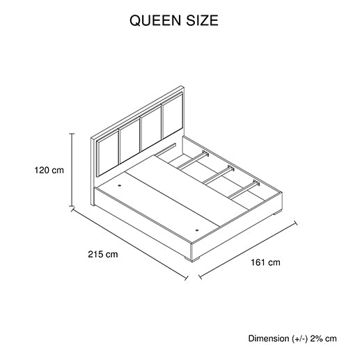 Modern Queen Bedroom Suite - Black & Cement Upholstery with Dresser