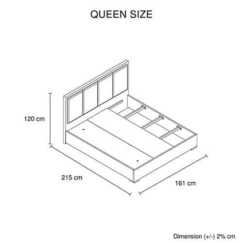 Stylish Queen Bedroom Suite - Black & Cement Upholstery with Tallboy