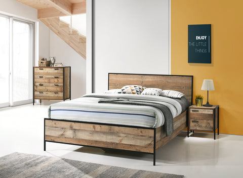 Durable 4-Piece Bedroom Suite - Particle Board, Metal Legs, Oak