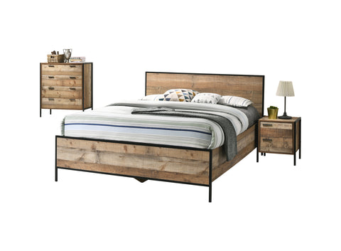 Durable 4-Piece Bedroom Suite - Particle Board, Metal Legs, Oak