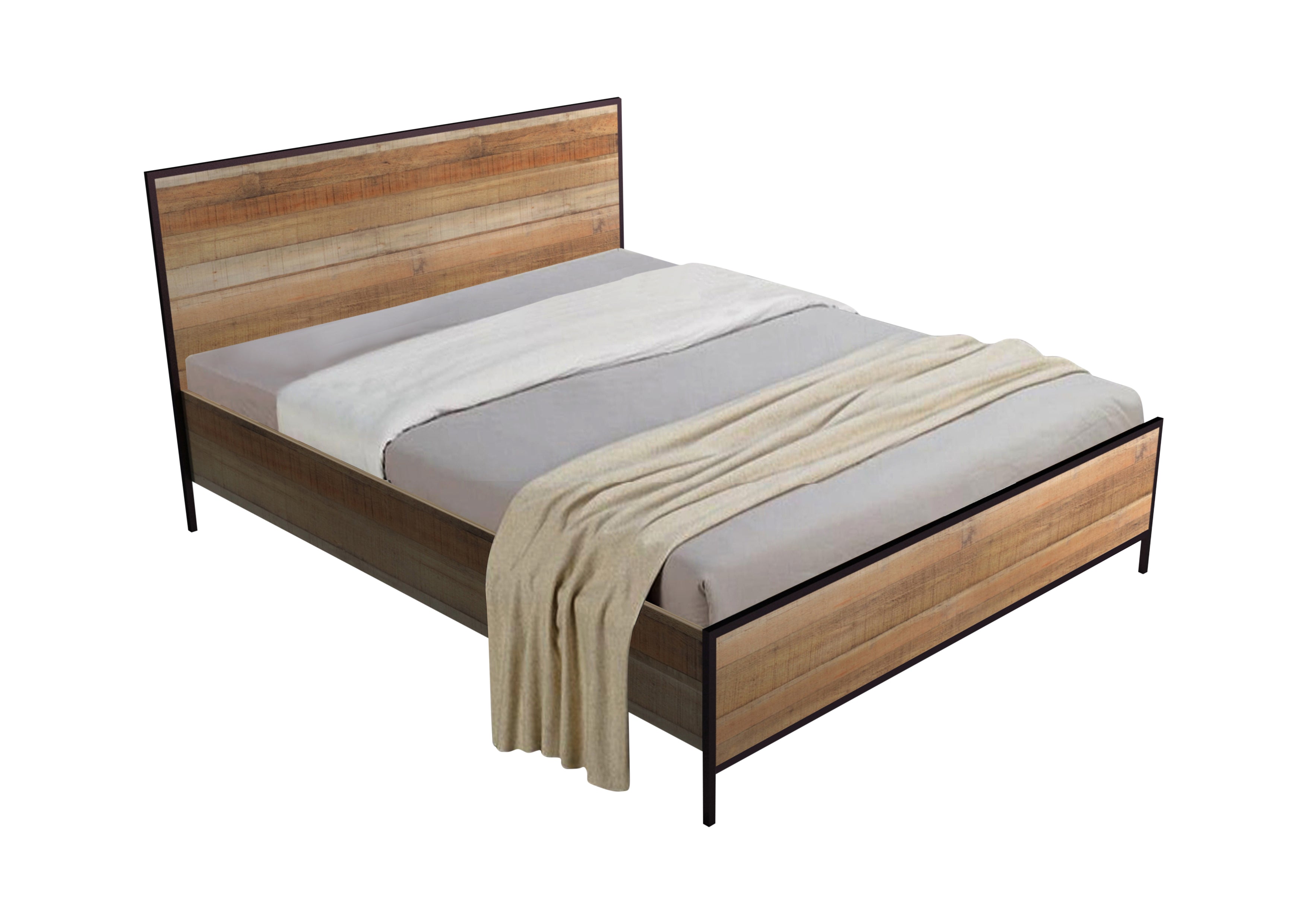 Durable 4-Piece Bedroom Suite - Particle Board, Metal Legs, Oak