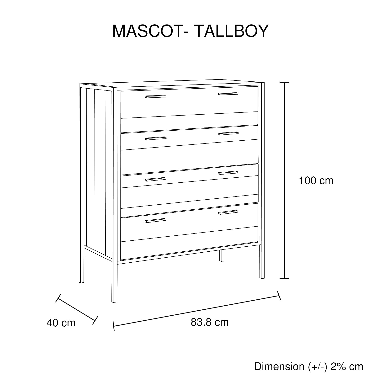 Durable 4-Piece Bedroom Suite - Particle Board, Metal Legs, Oak