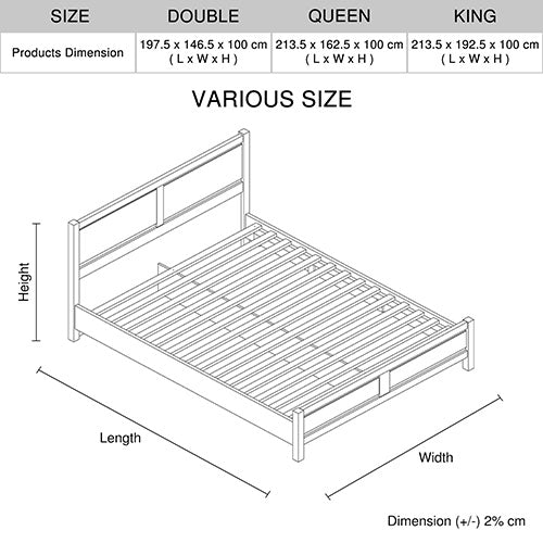 Double Size Bed Frame Natural Wood like MDF in Oak Colour