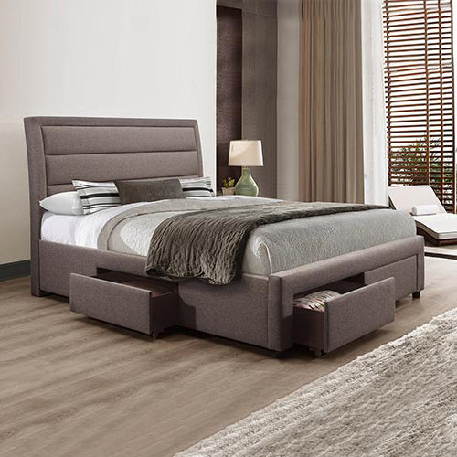 Stylish Queen Storage Bed with Fabric Upholstery and Drawers