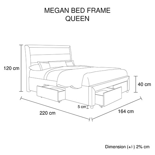 Stylish Queen Storage Bed with Fabric Upholstery and Drawers