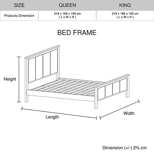 Heavy-Duty King Bed Frame in Solid Acacia Wood