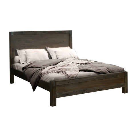 Elegant Queen Bed Frame in Solid Acacia Wood - Chocolate