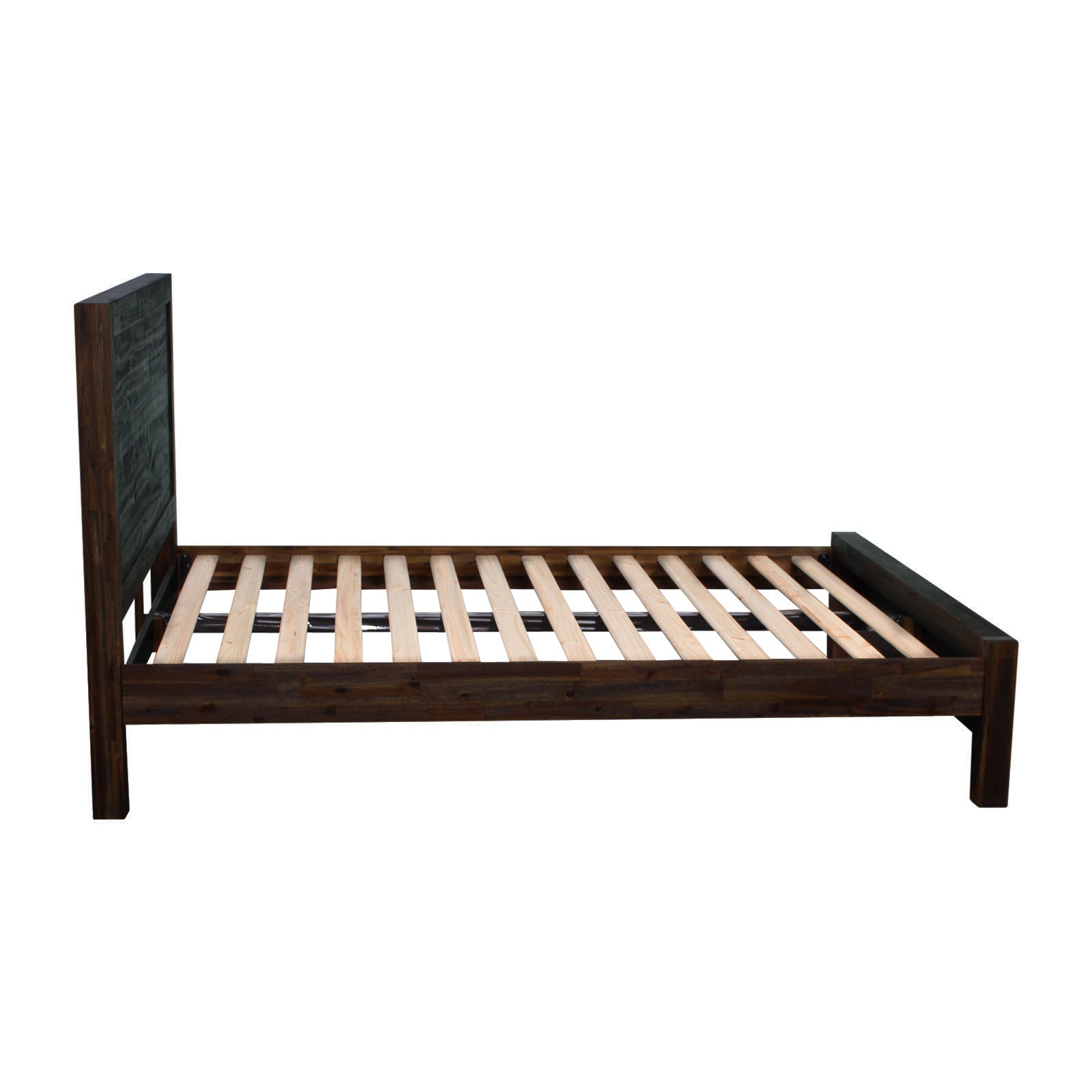 Elegant Queen Bed Frame in Solid Acacia Wood - Chocolate