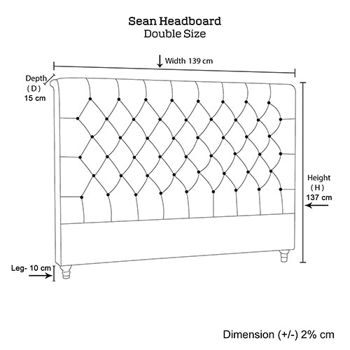 Elegant Beige Upholstered Double Headboard