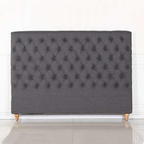 Elegant King Bed Head with French Provincial Upholstery - Charcoal