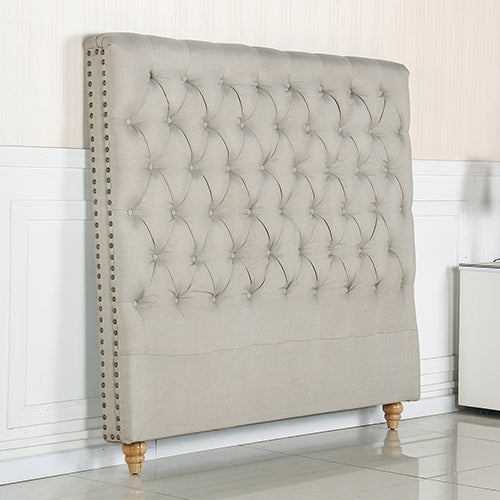 Elegant Beige Upholstered Queen Headboard