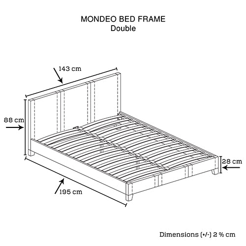 Sleek Black Leatherette Bed Frame Metal Slat Base