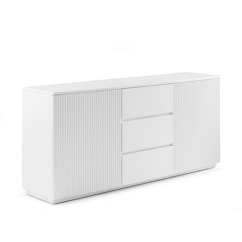 Buffet Ceramic Table Top Mdf Cabinet Storage Stainless Steel In White