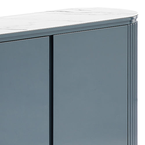 Buffet Mdf Glossy Surface Ceramic Top Dark Blue Storage Cabinet