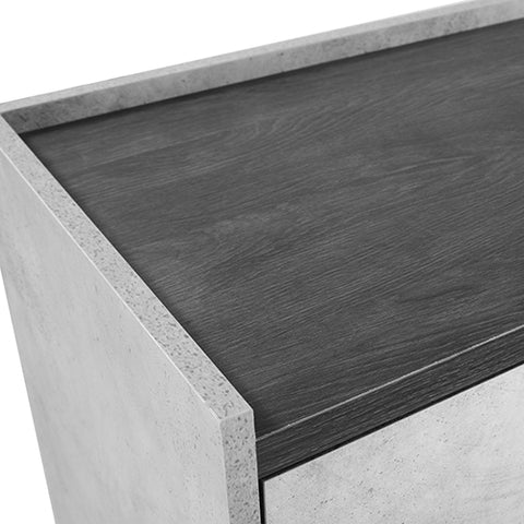 Elegant Bedside Table with 2 Drawers - Black & Cement