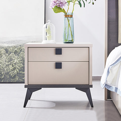 Modern Champagne Nightstand - 2 Drawer Bedside Table