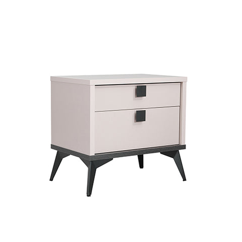 Modern Champagne Nightstand - 2 Drawer Bedside Table