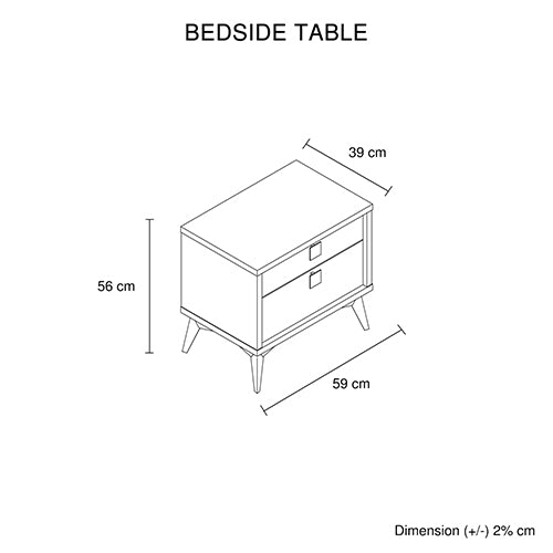 Modern Champagne Nightstand - 2 Drawer Bedside Table