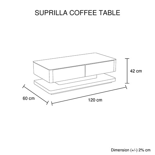 Stylish Coffee Table High Gloss Finish Shiny White With 4 Drawers Storage