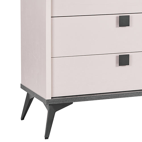 Elegant Dressing Chest with 6 Drawers - Champagne & Black Design