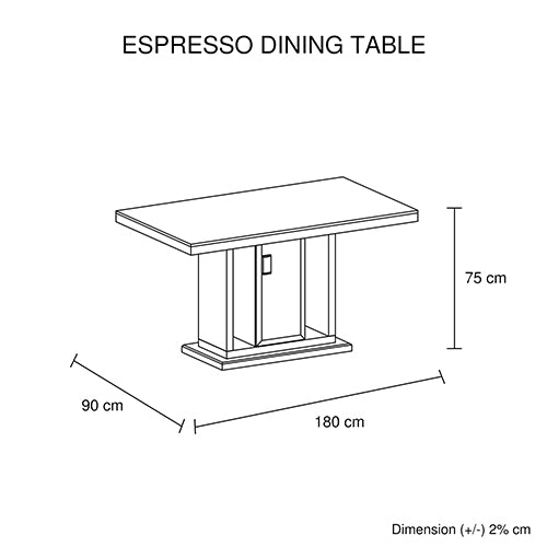 Rectangular High Gloss Dining Set: Table & 6 Black Chairs