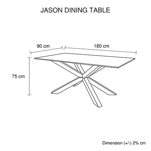 Dining Table In Crisscross Shaped High Glossy Stainless Steel Base