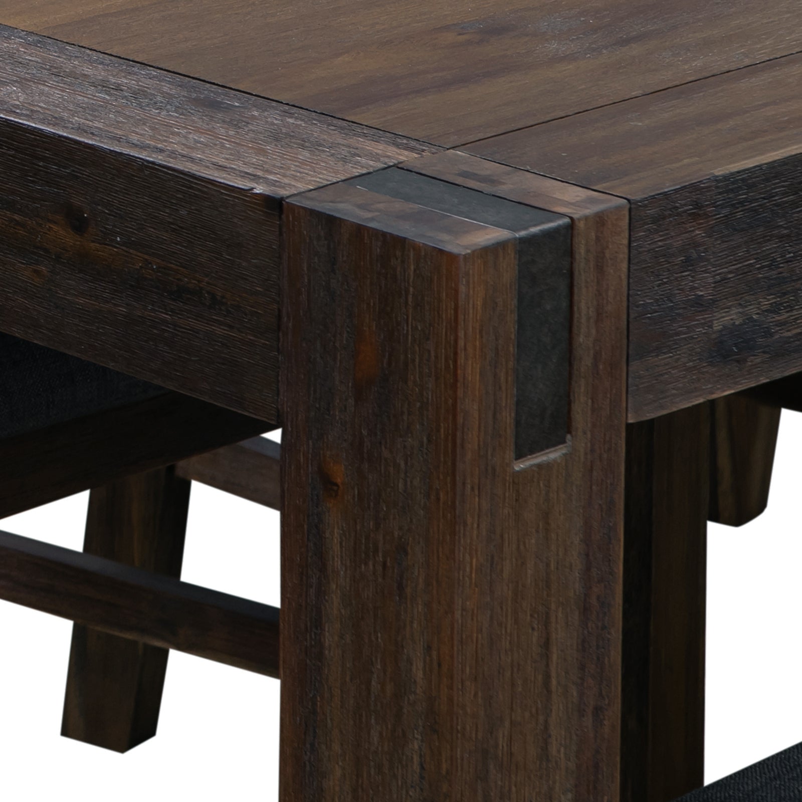 Dining Table 210Cm Large Size With Solid Acacia Wooden Base In Chocolate