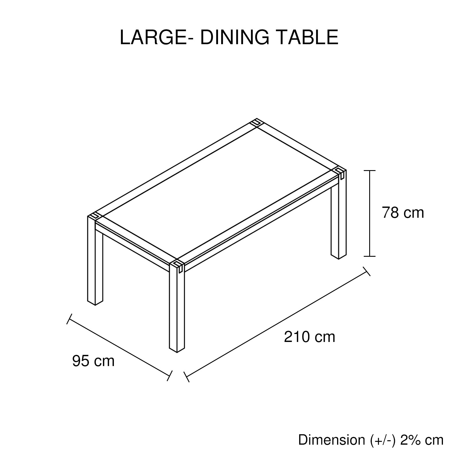 Dining Table 210Cm Large Size With Solid Acacia Wooden Base In Chocolate