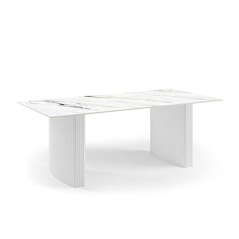 Dining Table Sintered Stone Top Mdf Table Base High Glossy White