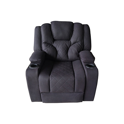 Electric Recliner Stylish Rhino Fabric Black 1 Seater Lounge Armchair