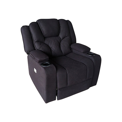 Electric Recliner Stylish Rhino Fabric Black 1 Seater Lounge Armchair