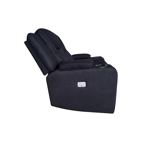 Electric Recliner Stylish Rhino Fabric Black 1 Seater Lounge Armchair