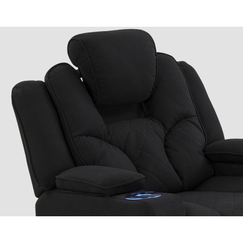 Electric Recliner Stylish Rhino Fabric Black 1 Seater Lounge Armchair