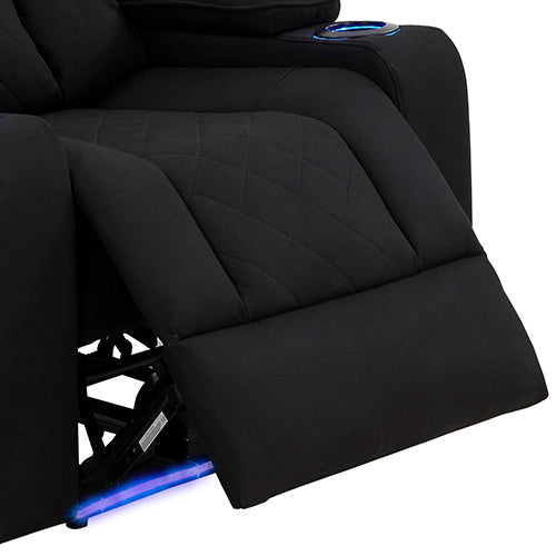 Electric Recliner Stylish Rhino Fabric Black 1 Seater Lounge Armchair