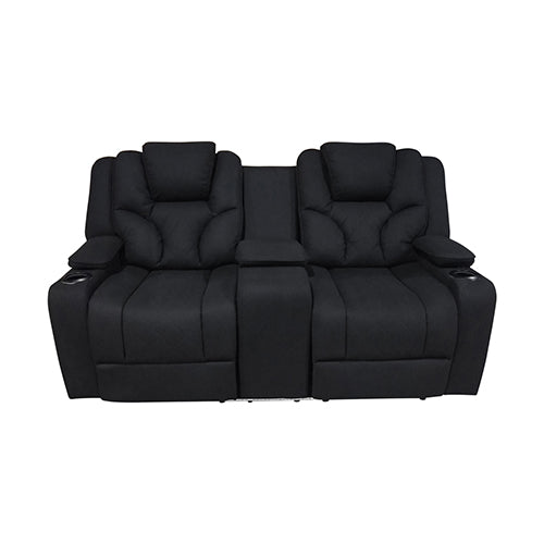 Fabric Black Headrest Padded Seat Recliner Sofa 2R