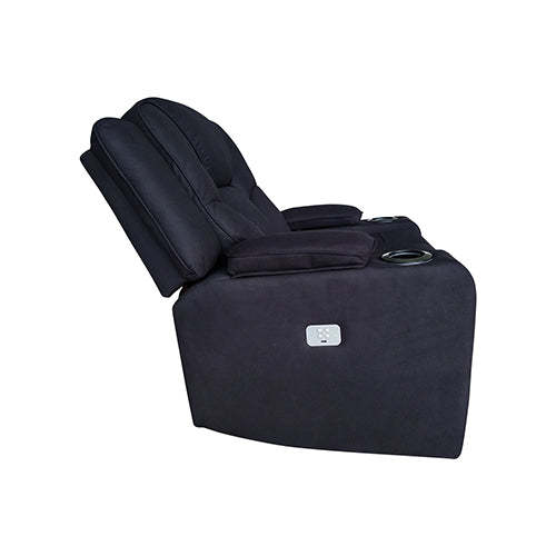 Fabric Black Headrest Padded Seat Recliner Sofa 2R