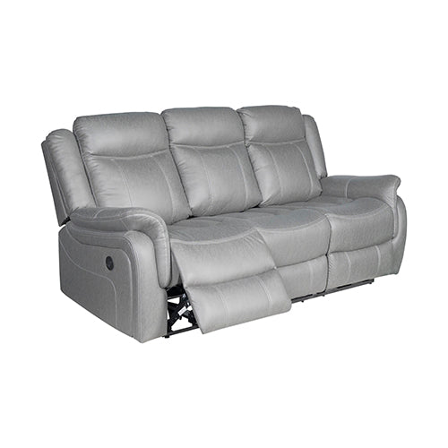 Grey Fabric Recliner Sofa With Sturdy Metal Mechanism