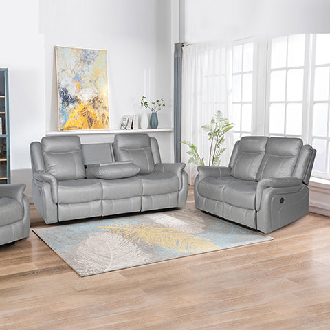 3-2 Seater Grey Fabric Recliner Sofa With Sturdy Metal Mechanism