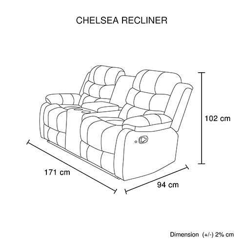 3-2-1 Black Leatherette Recliner With Led Console And Ultra Cushioning