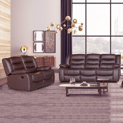 3+2 Seater Recliner Sofa In Leather Lounge Couch In Brown