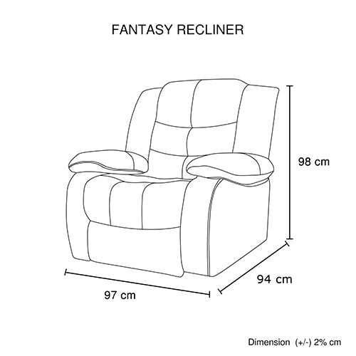 Recliner Sofa In Faux Leather Lounge Couch In Black