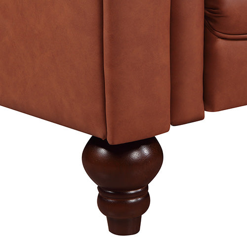 Brown Leather Chesterfield Style Button Tufted 3+2 Seater Sofa