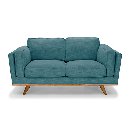 Teal Fabric 3+2 Seater Sofa With Wooden Frame