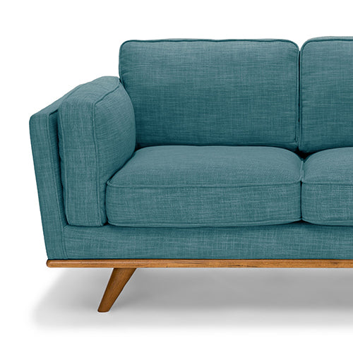 Teal Fabric 3+2 Seater Sofa With Wooden Frame