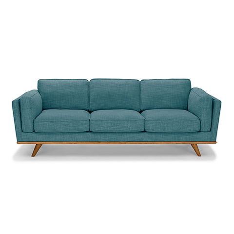 Teal Fabric 3+2 Seater Sofa With Wooden Frame