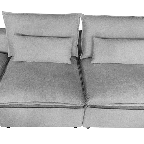 Fabric Gray living room couch with Ottoman six seater Sectional Cloud Tufted Sofa